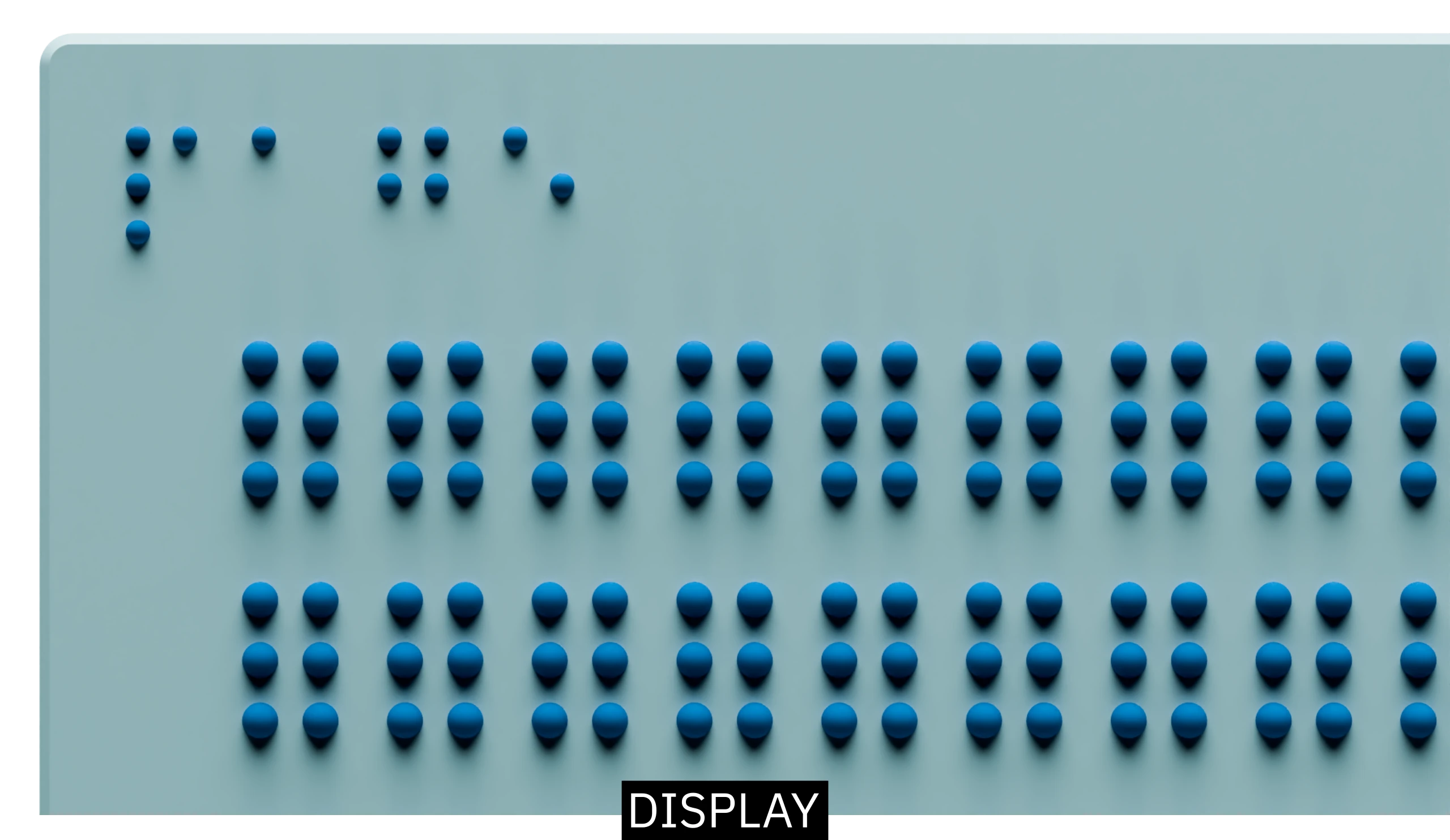 image showing top left corner of the device with the word page written in braille